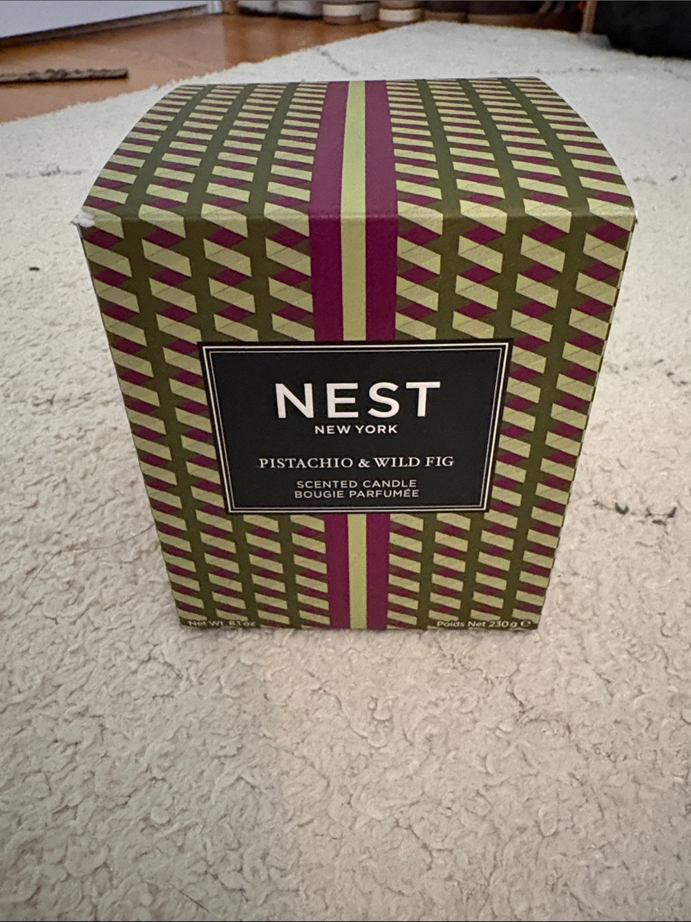 NEST Fragrances Olive Green Glass Candle with Gold Stripes